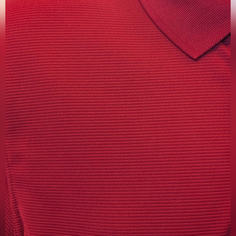 Cubavera Deep Red Polo With Horizontal Ribbed Texture Shirt - Picture 4 of 6